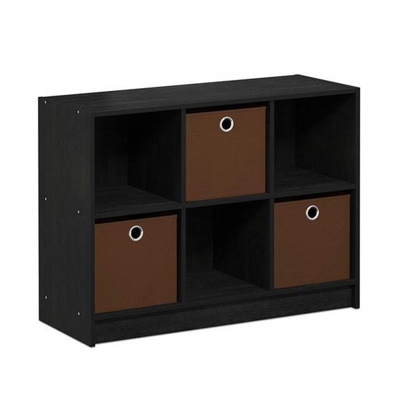 Furinno Furinno 99940AM-MBR Basic 3 x 2 in. Bookcase Storage with & Bins; Americano & Medium Brown 99940AM/MBR